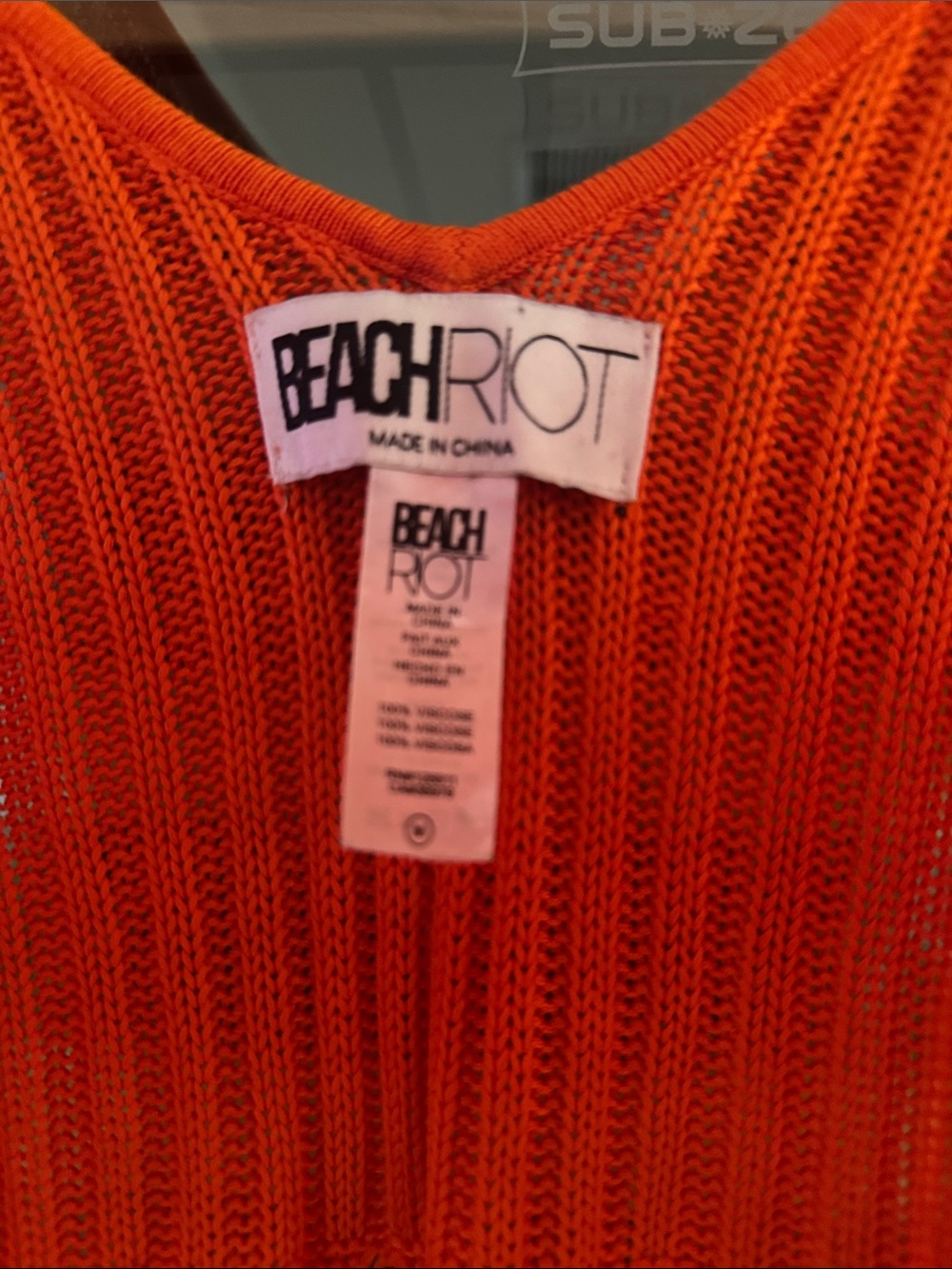 Beach Riot Orange Open Knit Peplum Tank Top Size M - Picture 5 of 6